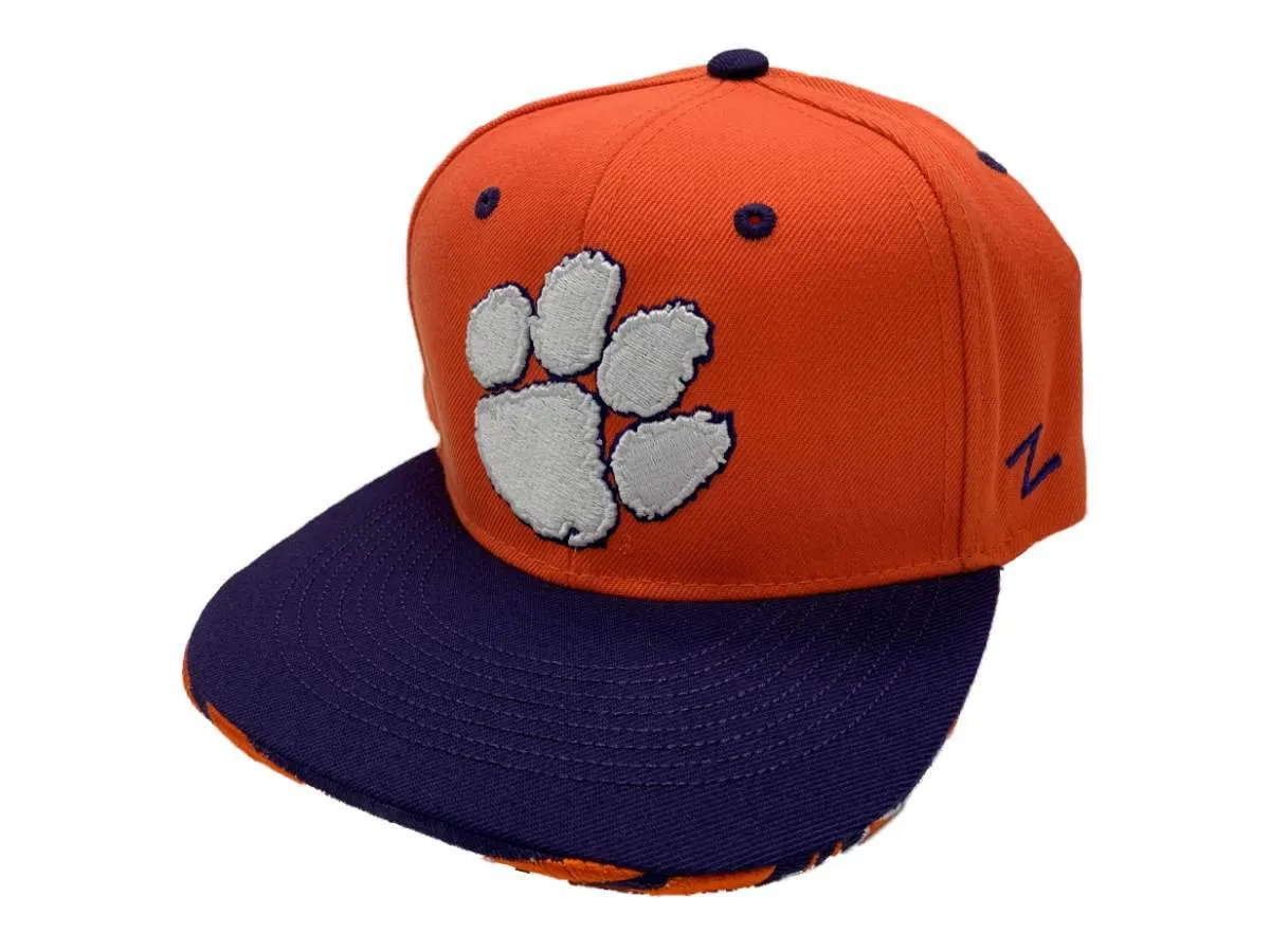 Clemson Tigers Zephyr Orange & Purple Structured Snapback Flat Bill Hat Cap