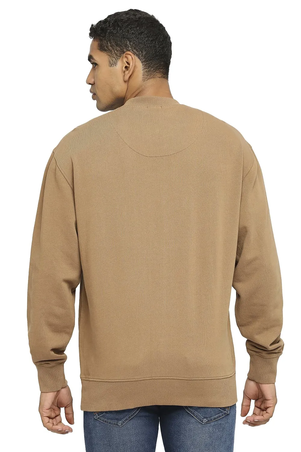 Comfort Fit Cotton Non Brushed Fleece Pullover Sweatshirt