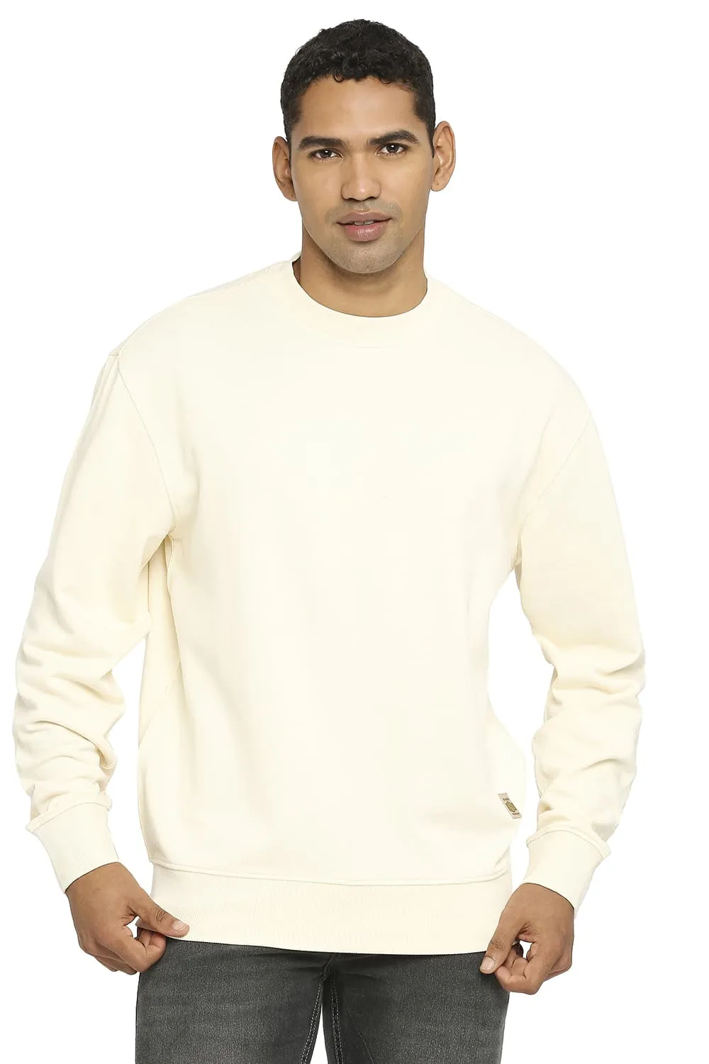 Comfort Fit Cotton Non Brushed Fleece Pullover Sweatshirt