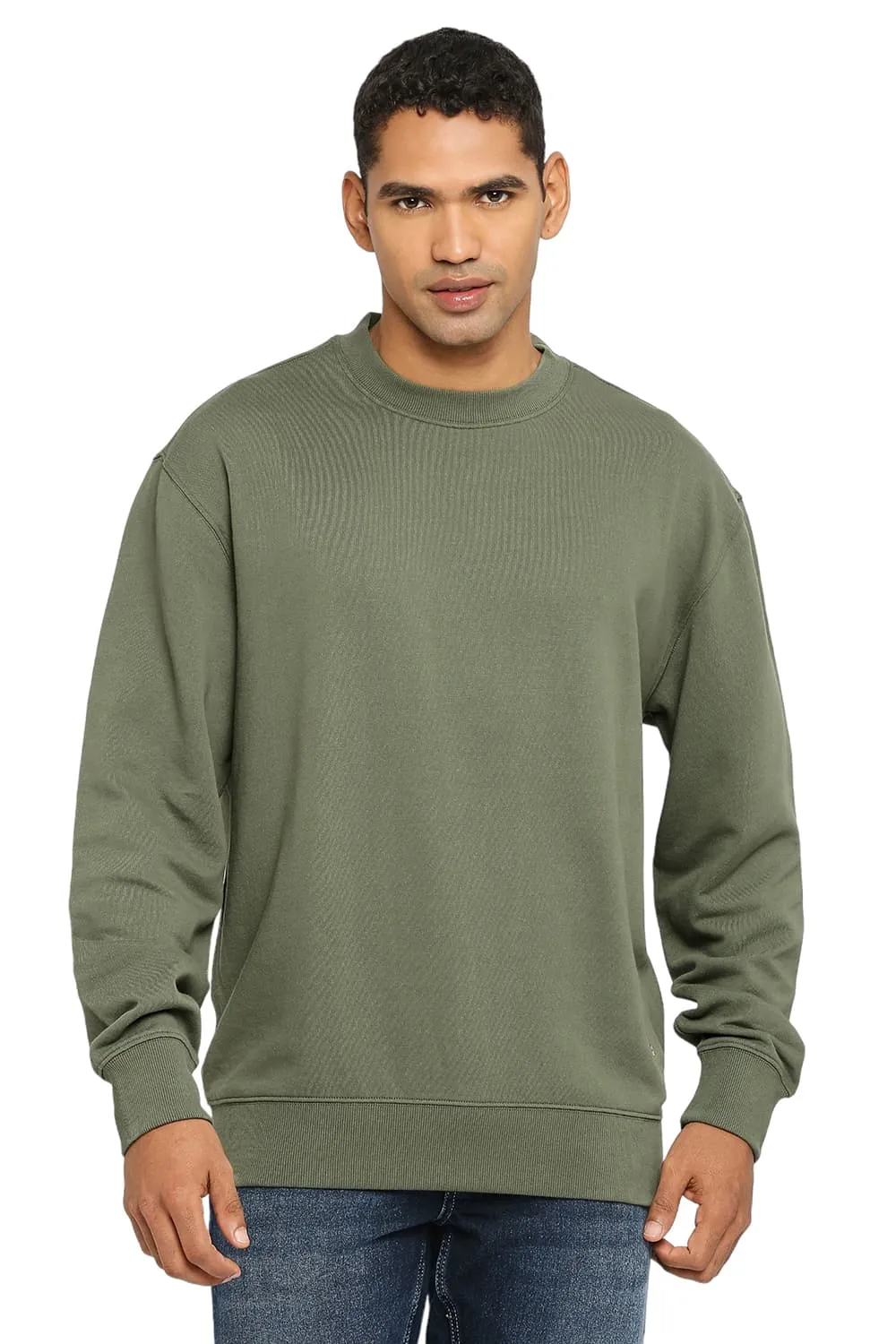 Comfort Fit Cotton Non Brushed Fleece Pullover Sweatshirt