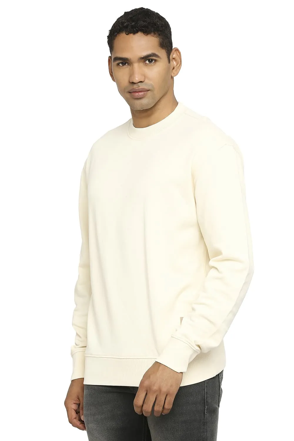 Comfort Fit Cotton Non Brushed Fleece Pullover Sweatshirt