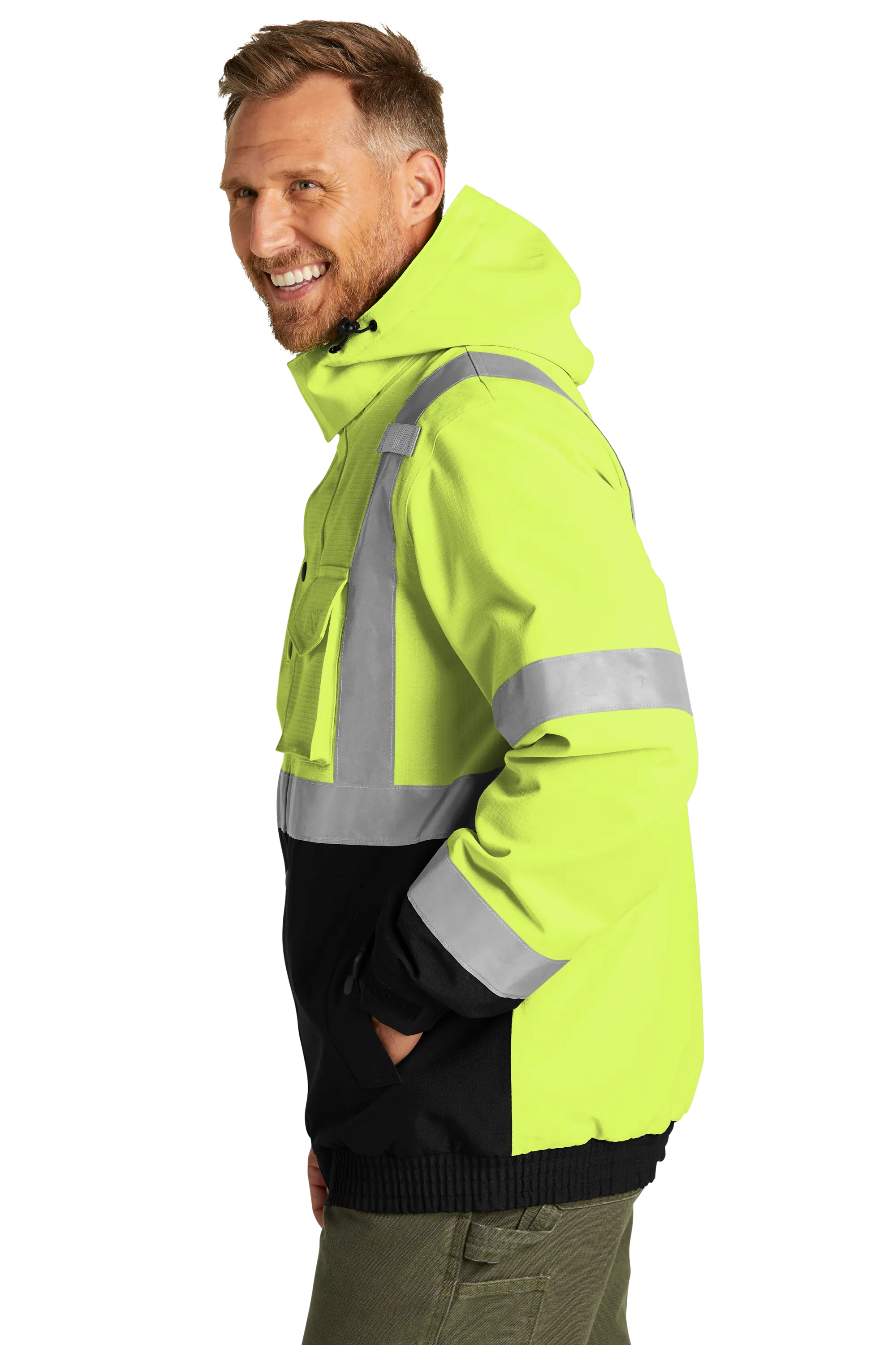 CornerStone® ANSI 107 Class 3 Waterproof Insulated Ripstop Bomber Jacket - Safety Yellow