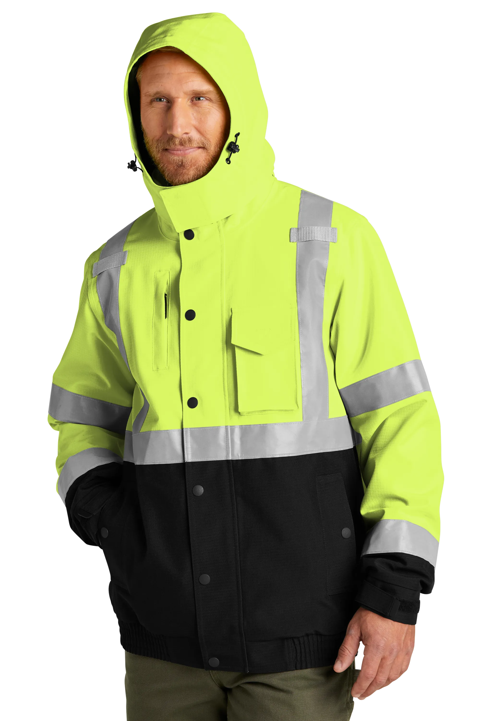 CornerStone® ANSI 107 Class 3 Waterproof Insulated Ripstop Bomber Jacket - Safety Yellow