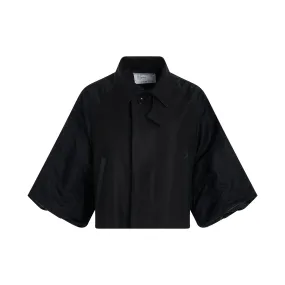 Cotton Gabardine x Nylon Twill Jacket in Black