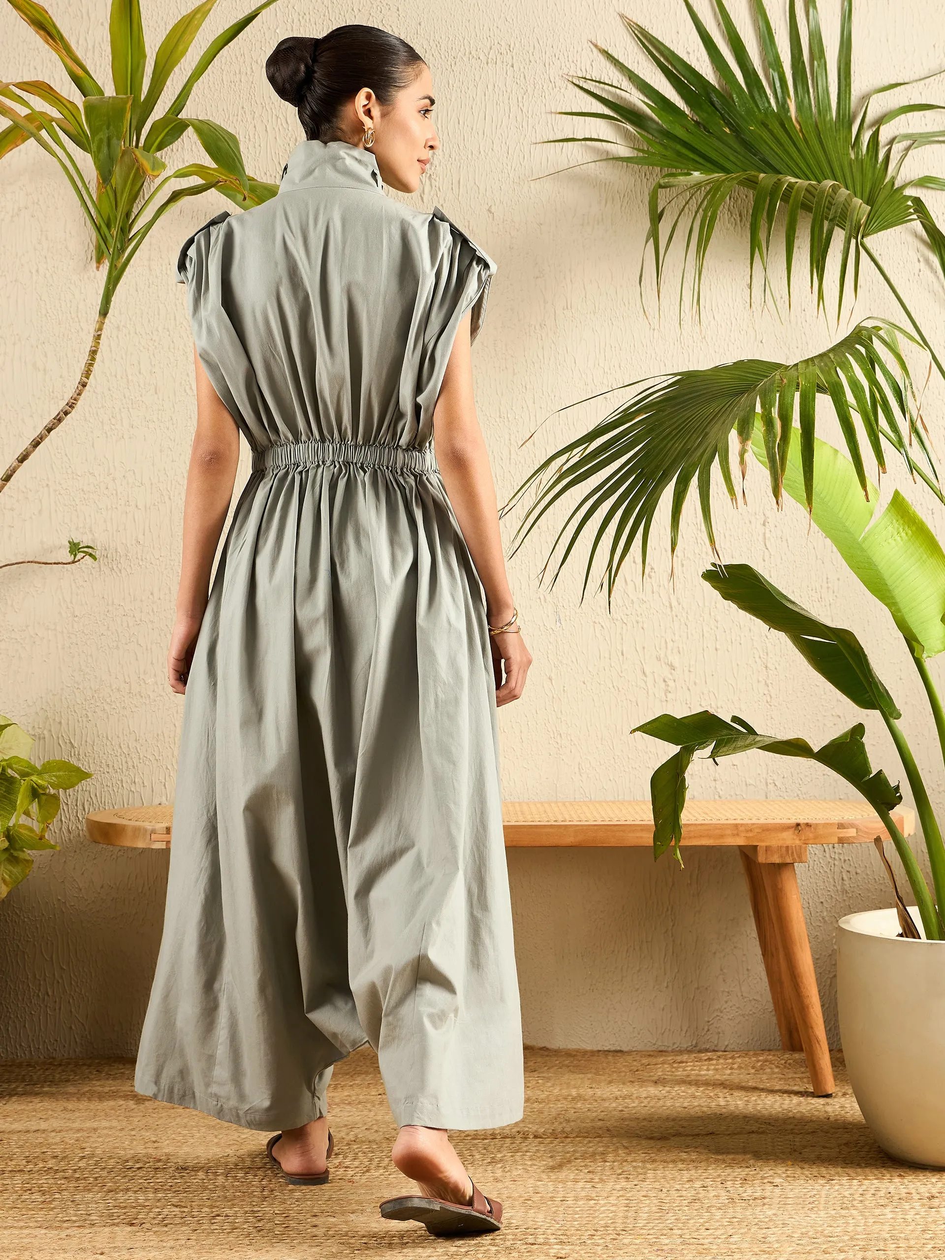 Cotton Poplin Safari Jumpsuit