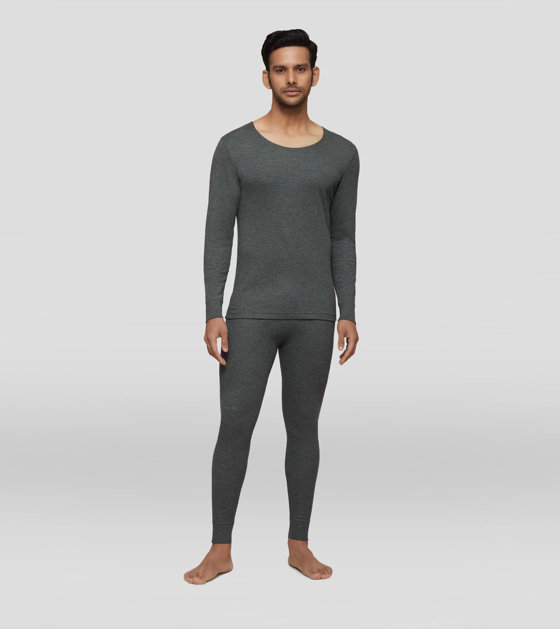 Cotton Rich Long Sleeve Thermal Set Graphite Grey