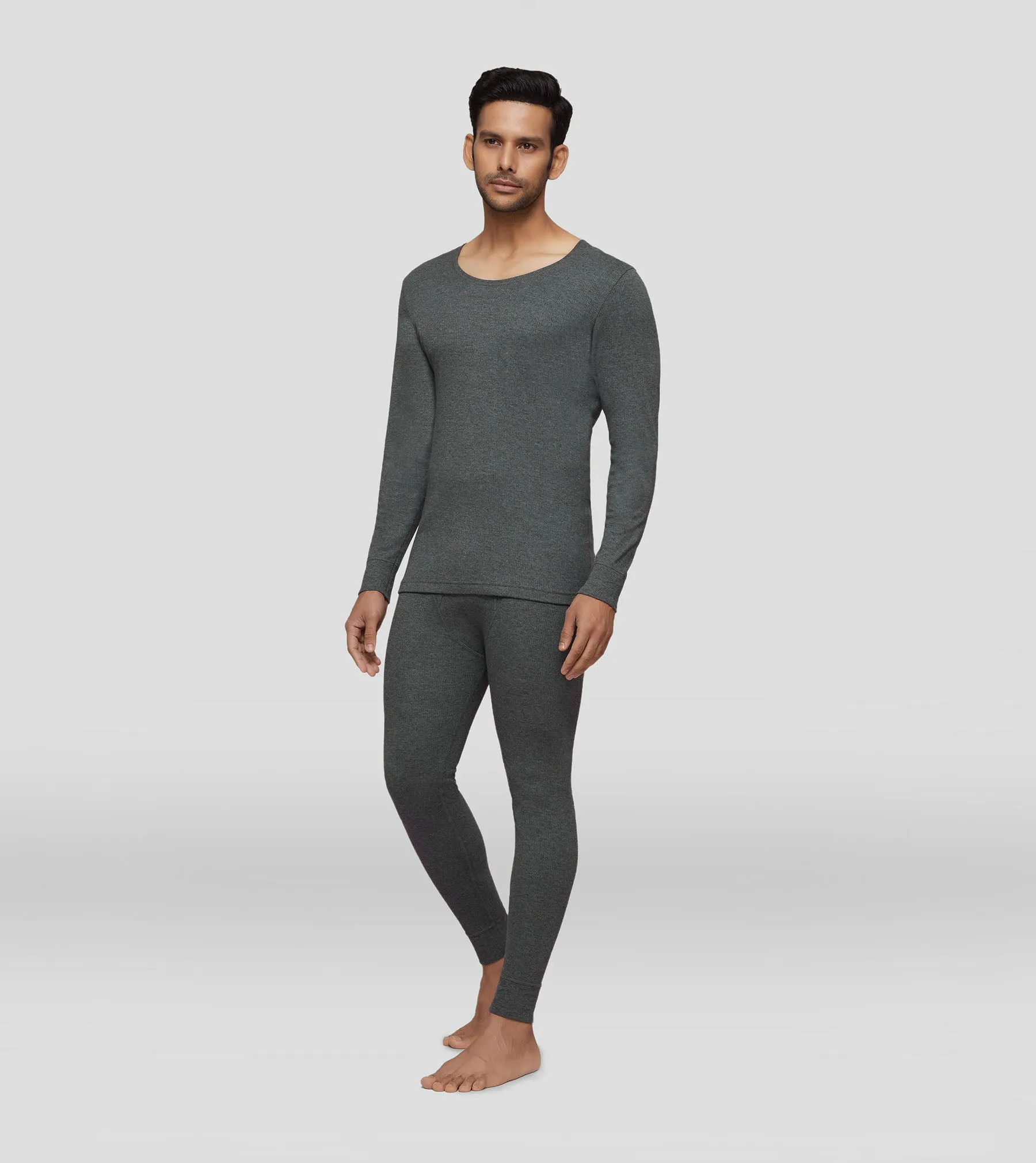 Cotton Rich Long Sleeve Thermal Set Graphite Grey