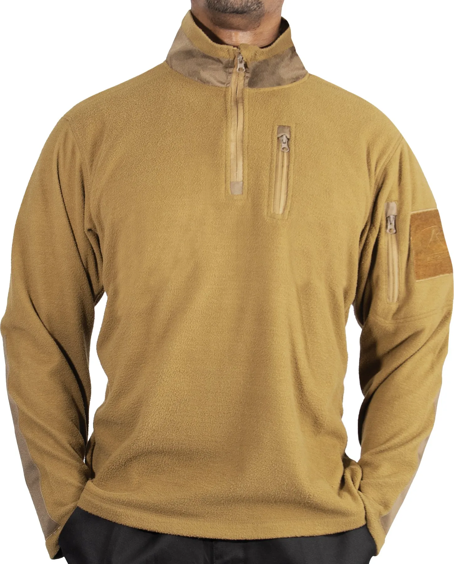 Coyote Brown Fleece Quarter Zip Sweatshirt Lightweight Pullover Uniform Duty Top Warm Jacket