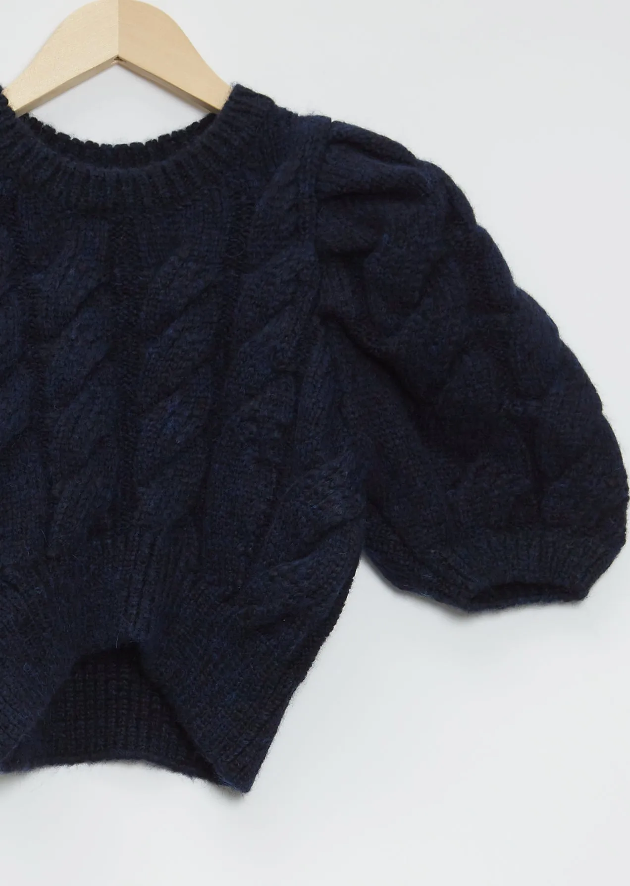 Cropped Puff Sleeve Alpaca Wool Jumper