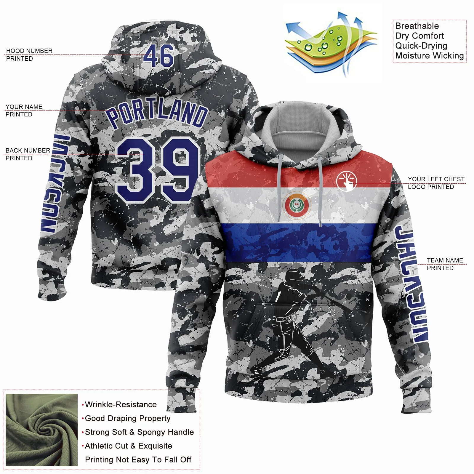 Custom Stitched Camo Navy-White 3D Paraguay Paraguayan Flag Sports Pullover Sweatshirt Salute To Service Hoodie