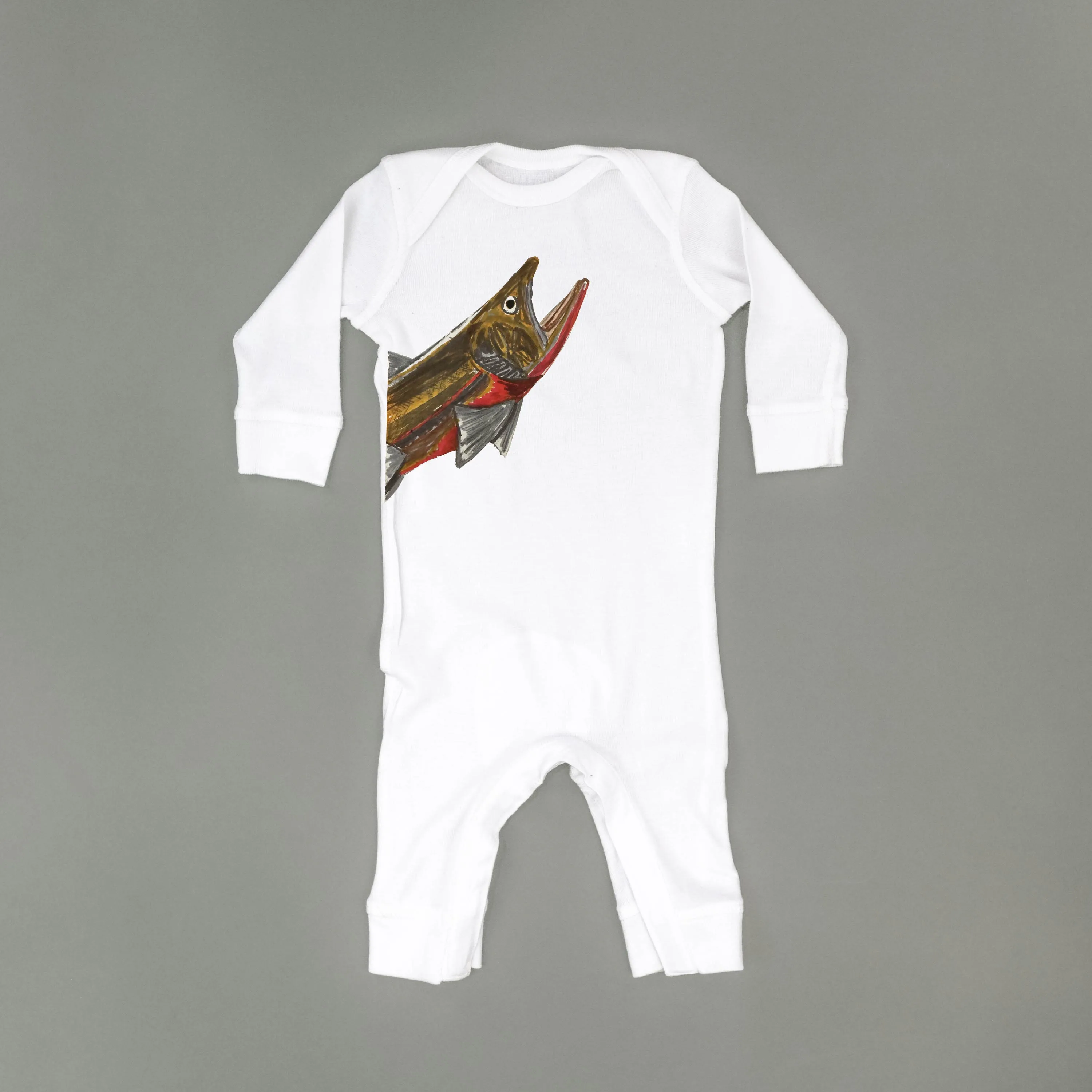 Cutthroat Trout - Hand Drawn - One Piece Baby Sleeper