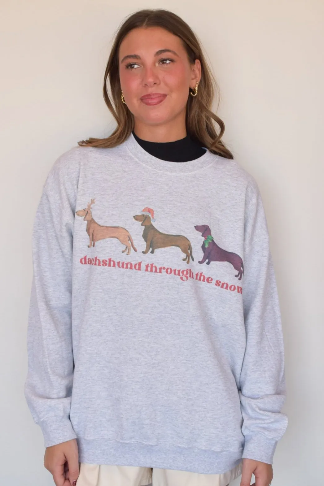 Dachshund Through The Snow Graphic Sweatshirt