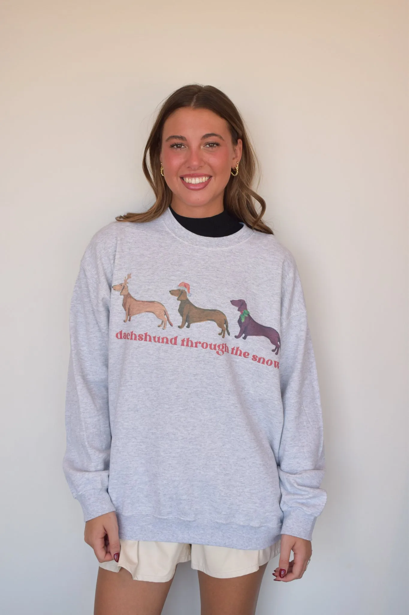 Dachshund Through The Snow Graphic Sweatshirt