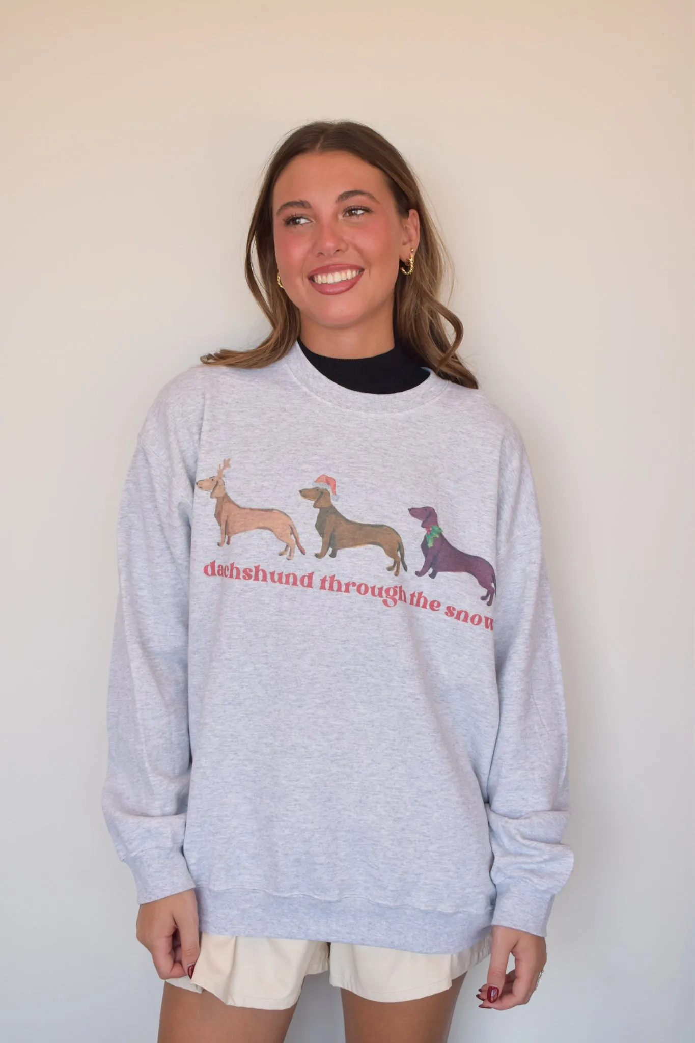 Dachshund Through The Snow Graphic Sweatshirt