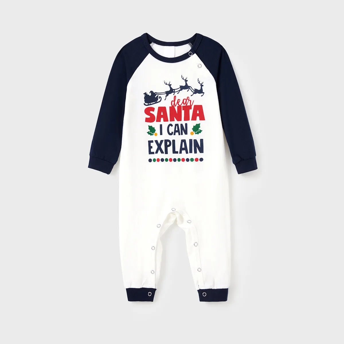 Dark Blue Dear Santa I Can Explain Print Family Christmas Pajamas