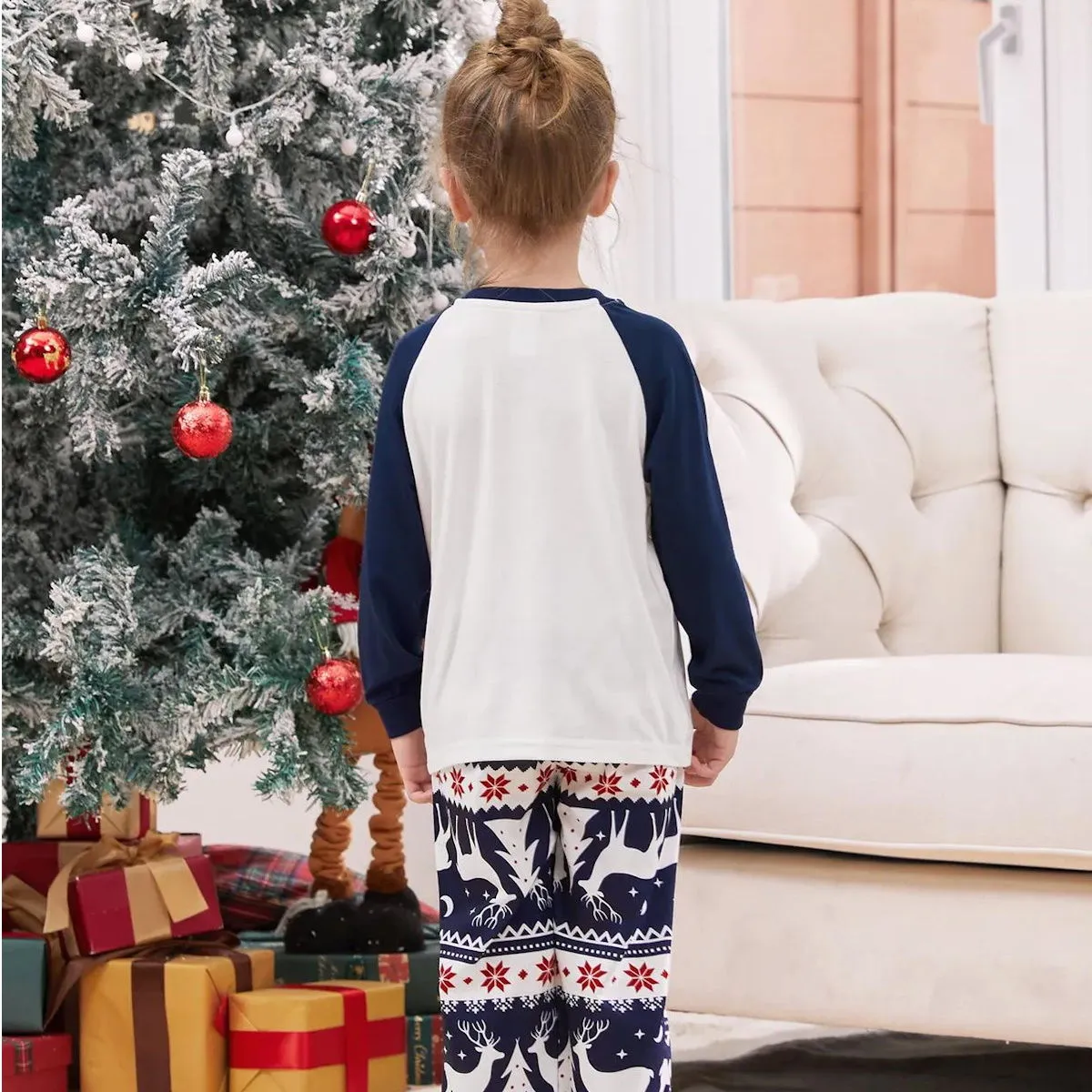 Dark Blue Dear Santa I Can Explain Print Family Christmas Pajamas