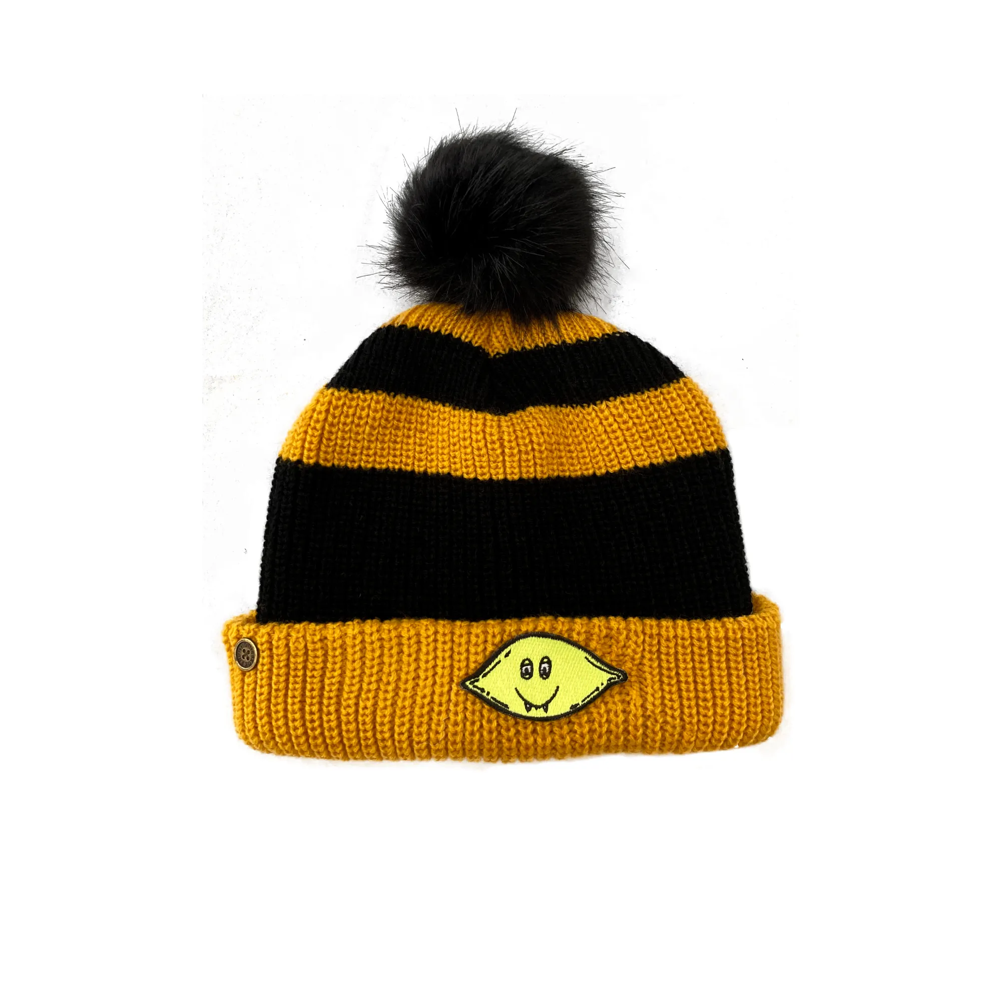 Dope Lemon / Mustard and Black Stripe Beanie