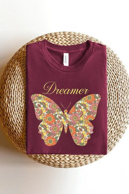 Dream Floral Butterfly Graphic T Shirts