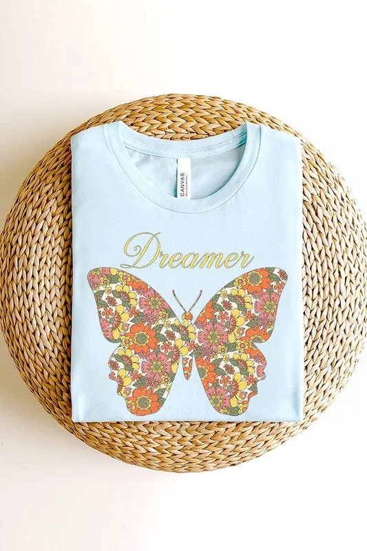 Dream Floral Butterfly Graphic T Shirts