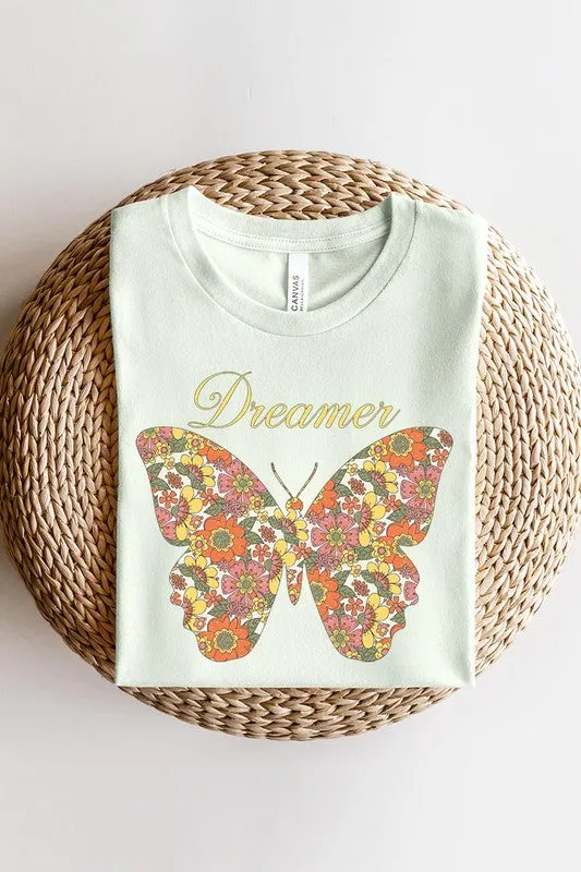 Dream Floral Butterfly Graphic T Shirts