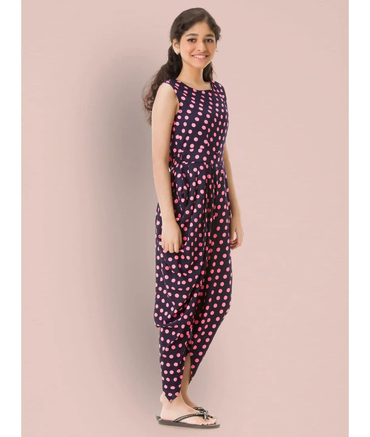 Elasticated Dhoti Jumpsuit for Girls