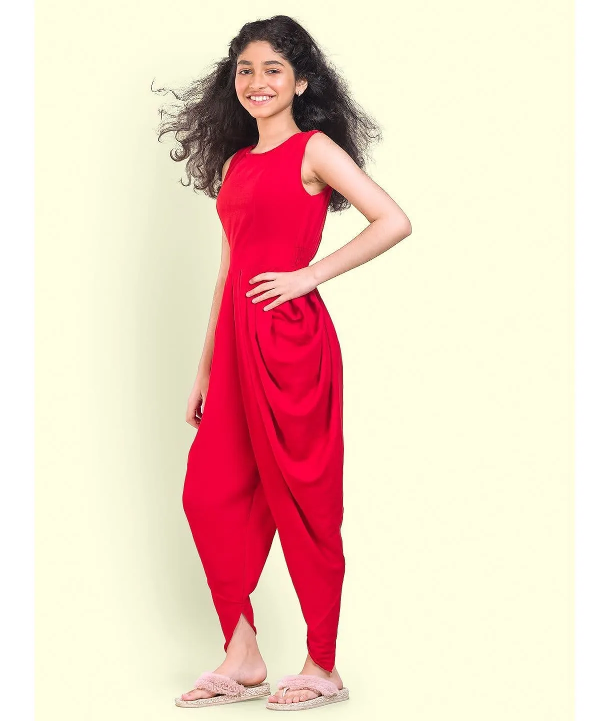 Elasticated Dhoti Jumpsuit for Girls