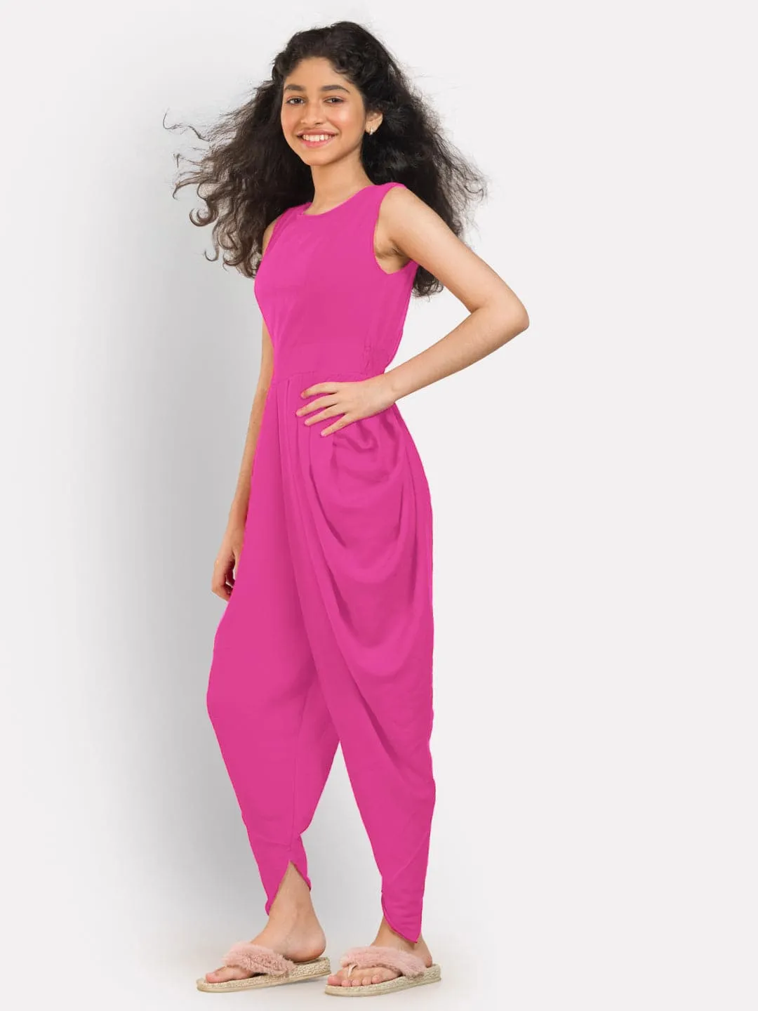 Elasticated Dhoti Jumpsuit for Girls