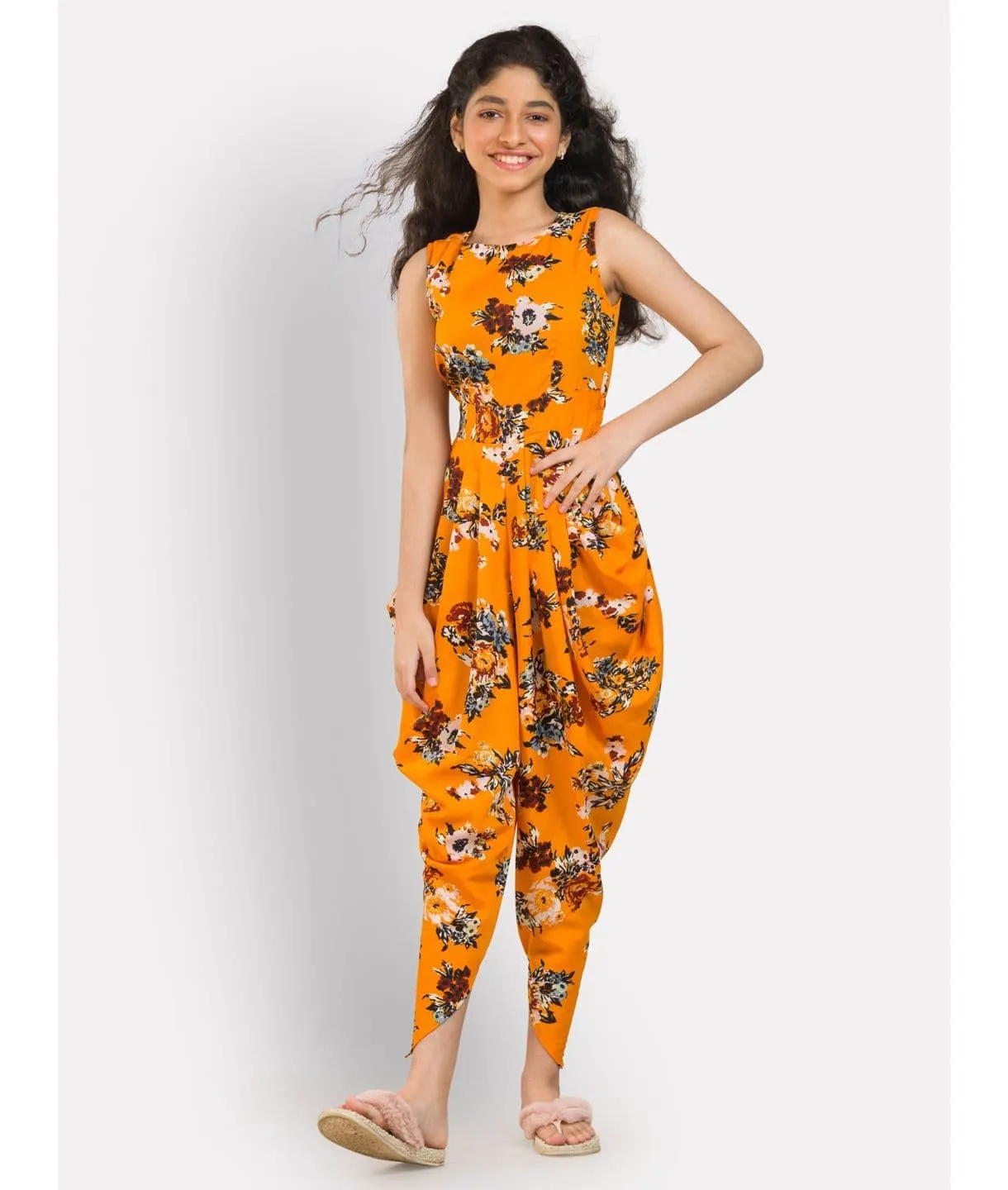 Elasticated Dhoti Jumpsuit for Girls