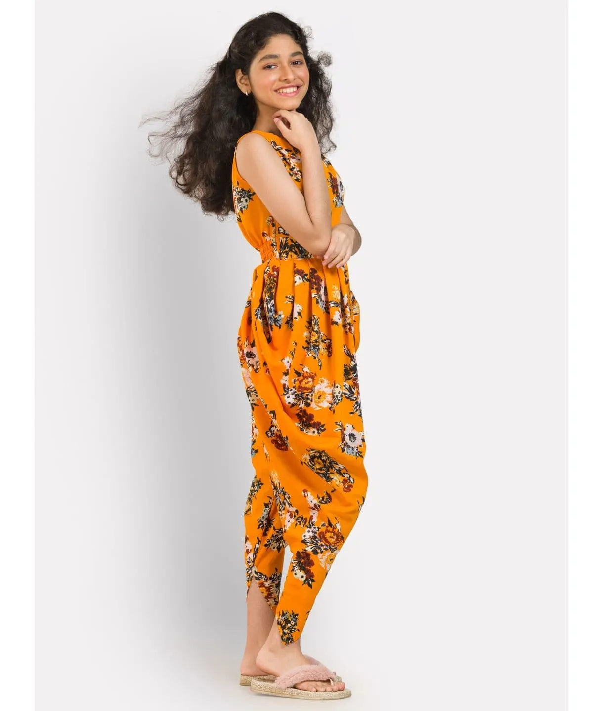 Elasticated Dhoti Jumpsuit for Girls