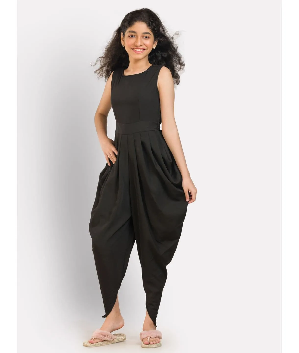 Elasticated Dhoti Jumpsuit for Girls