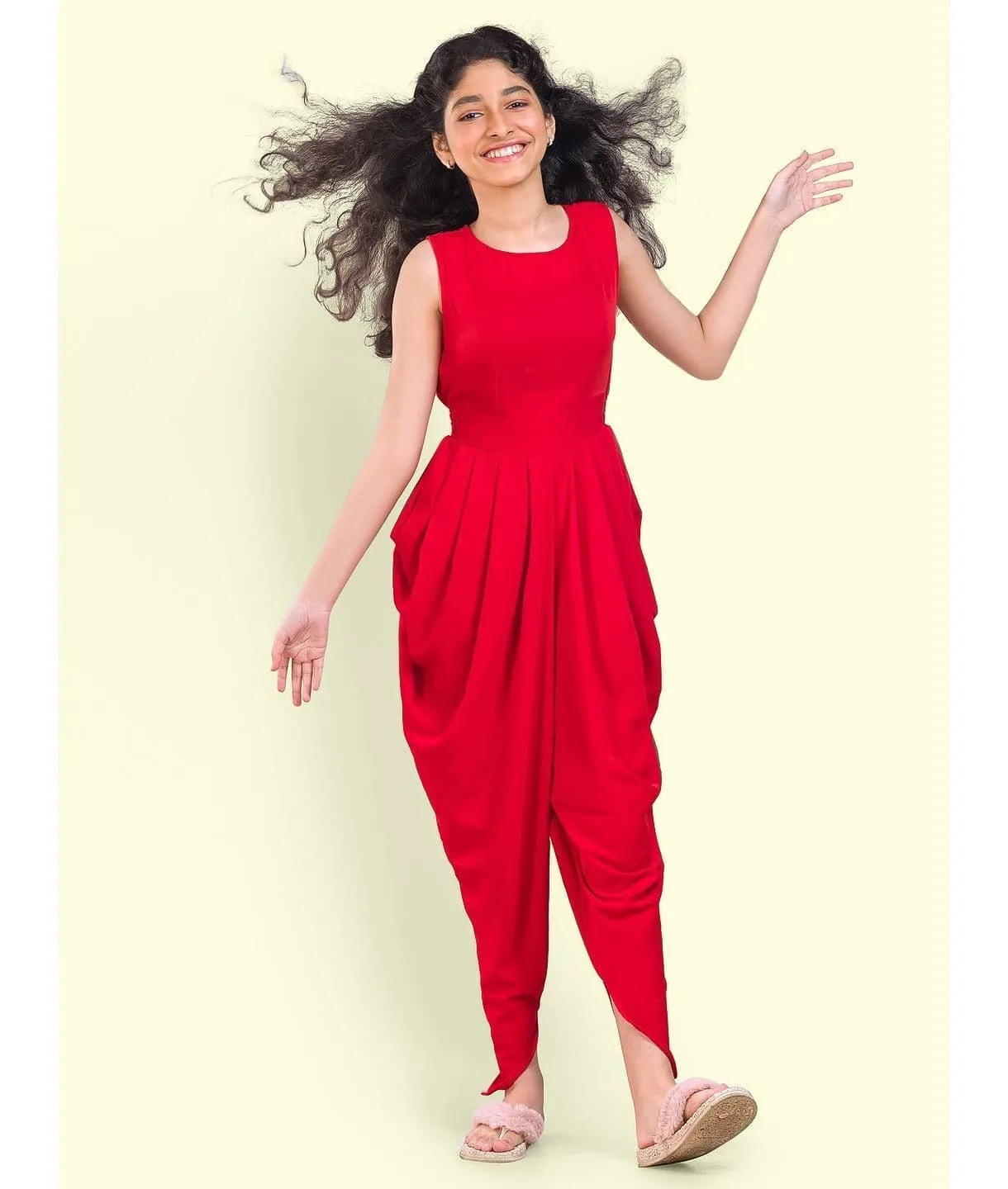 Elasticated Dhoti Jumpsuit for Girls