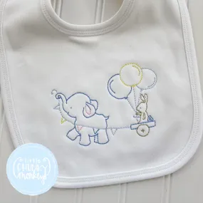 Elephant with Wagon Bib or Burp Cloth