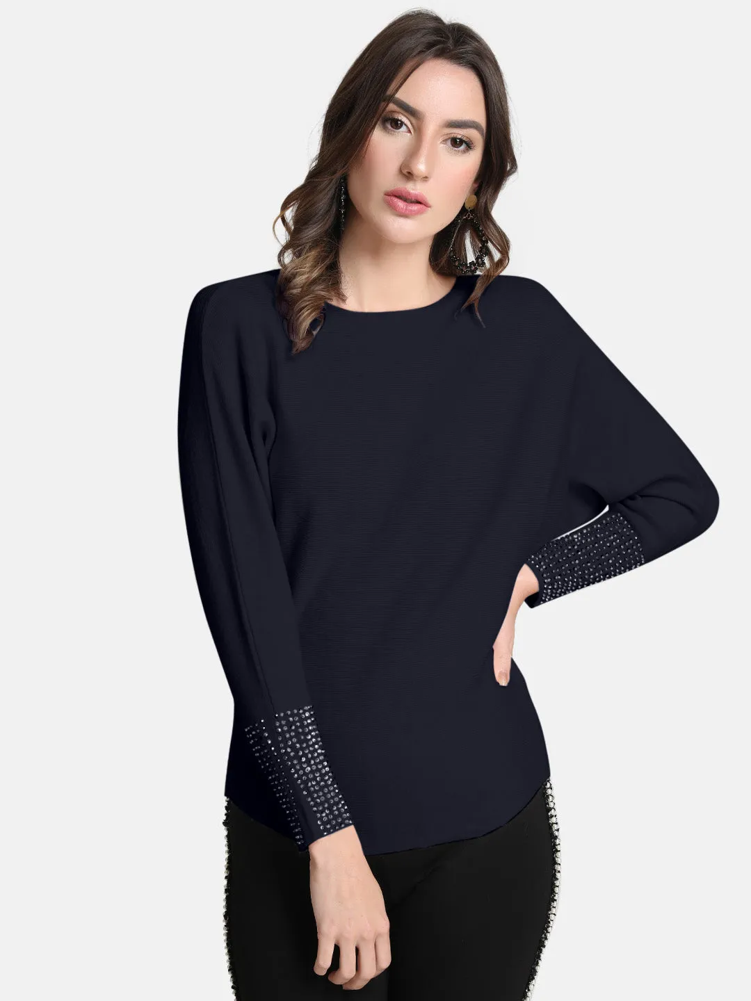 Embellished Sleeves Pullover