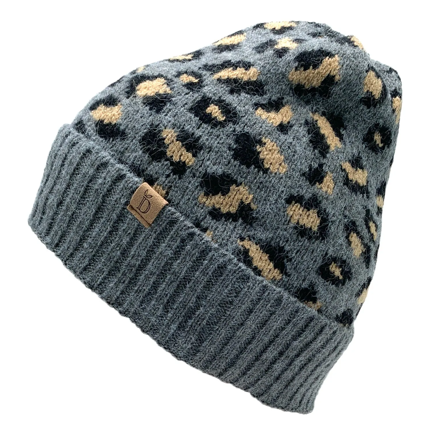 Empire Cove Winter Knit Ribbed Leopard Cuff Beanie