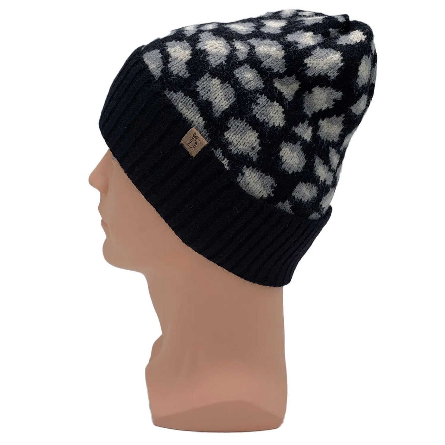 Empire Cove Winter Knit Ribbed Leopard Cuff Beanie