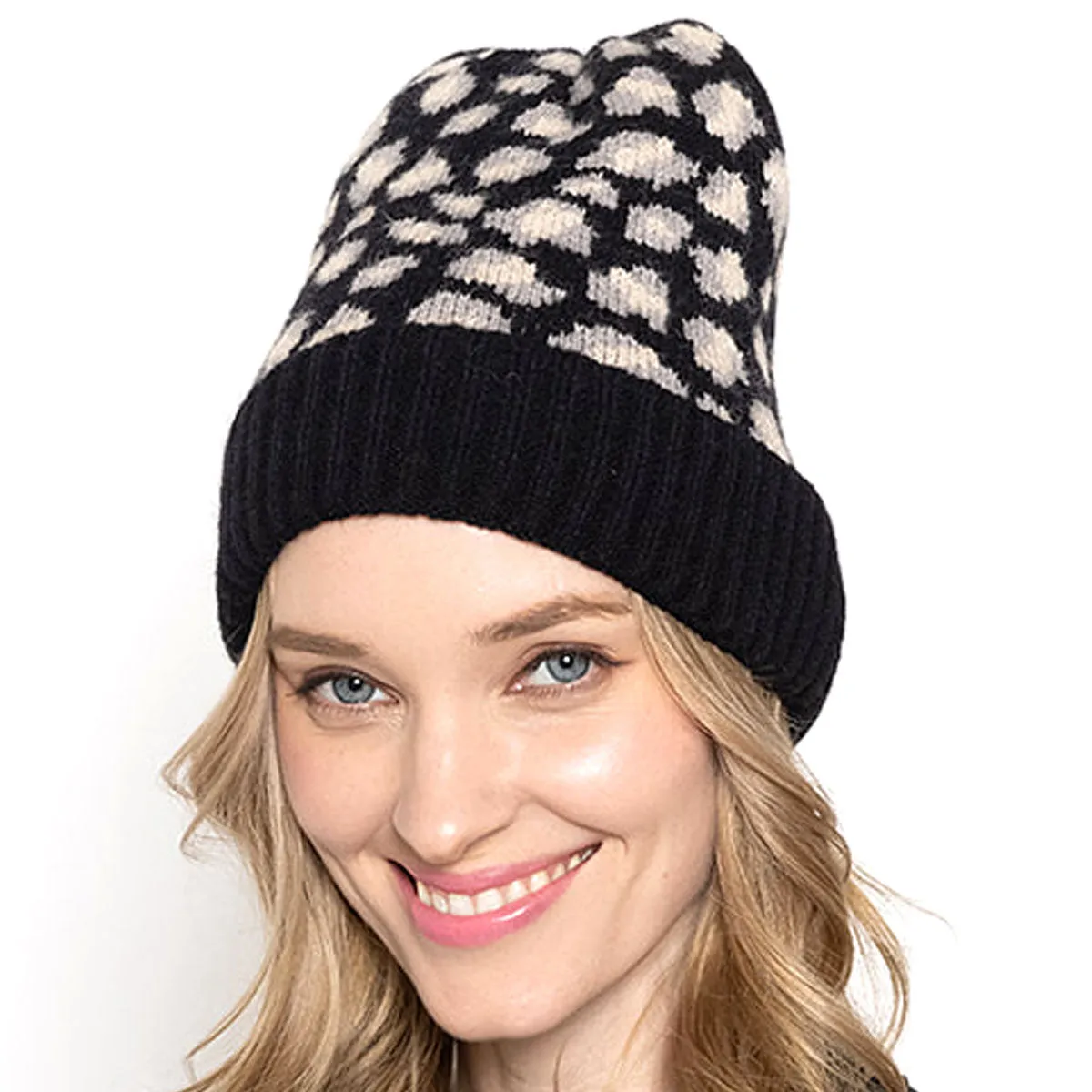 Empire Cove Winter Knit Ribbed Leopard Cuff Beanie