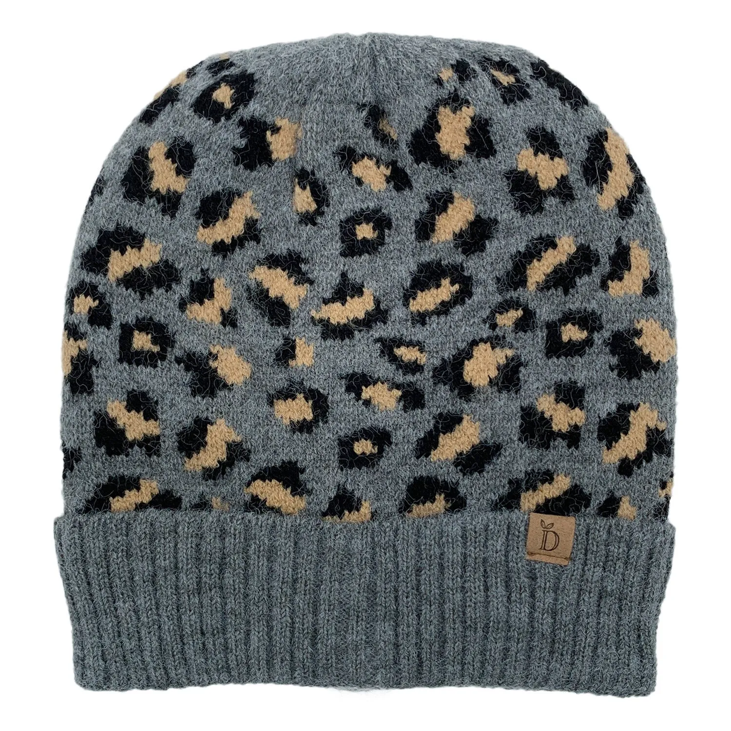 Empire Cove Winter Knit Ribbed Leopard Cuff Beanie