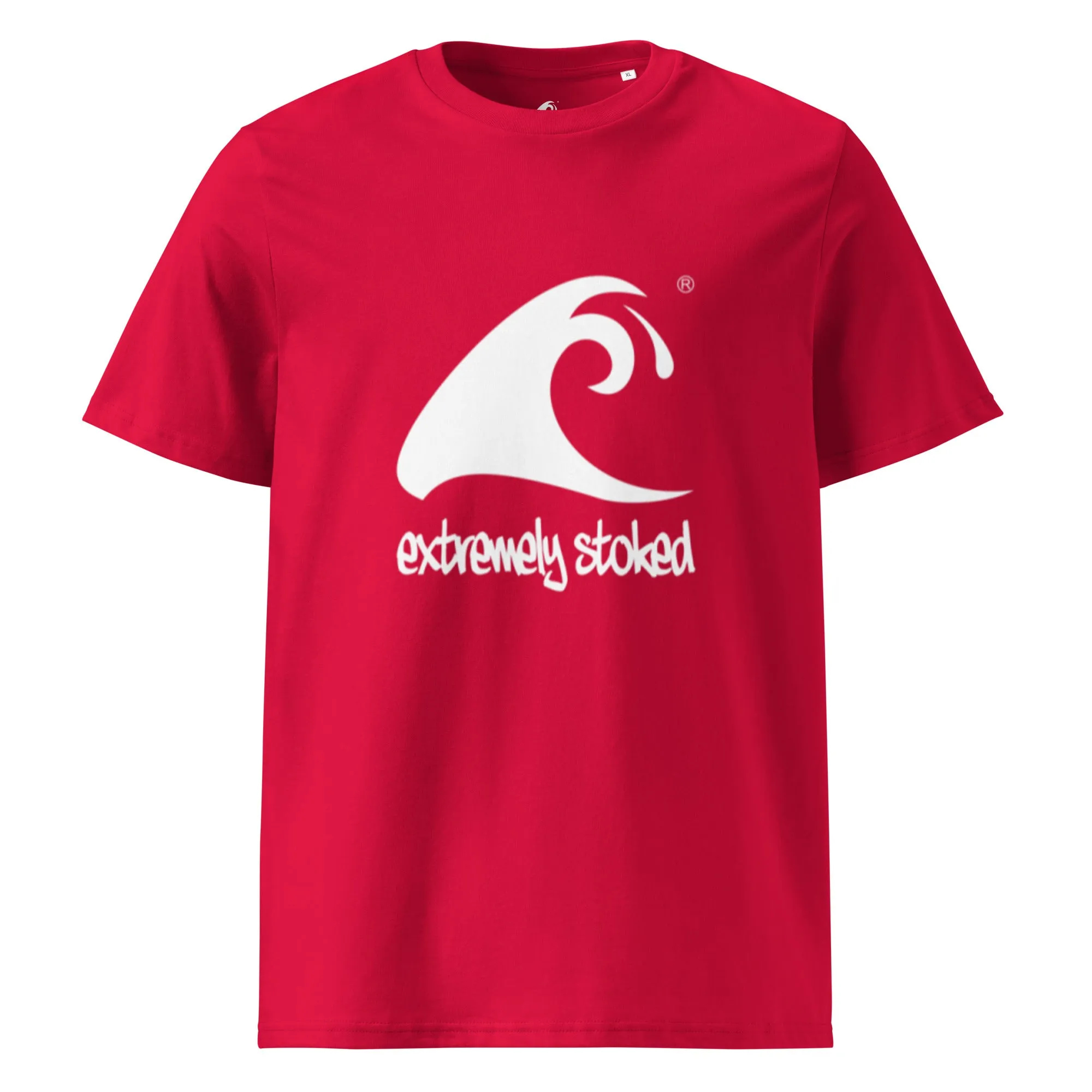 Extremely Stoked Epic Wave on Red Organic Cotton T-Shirt