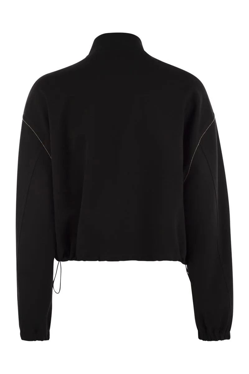 FABIANA FILIPPI Chic Cropped Bomber Jacket with Knit Collar