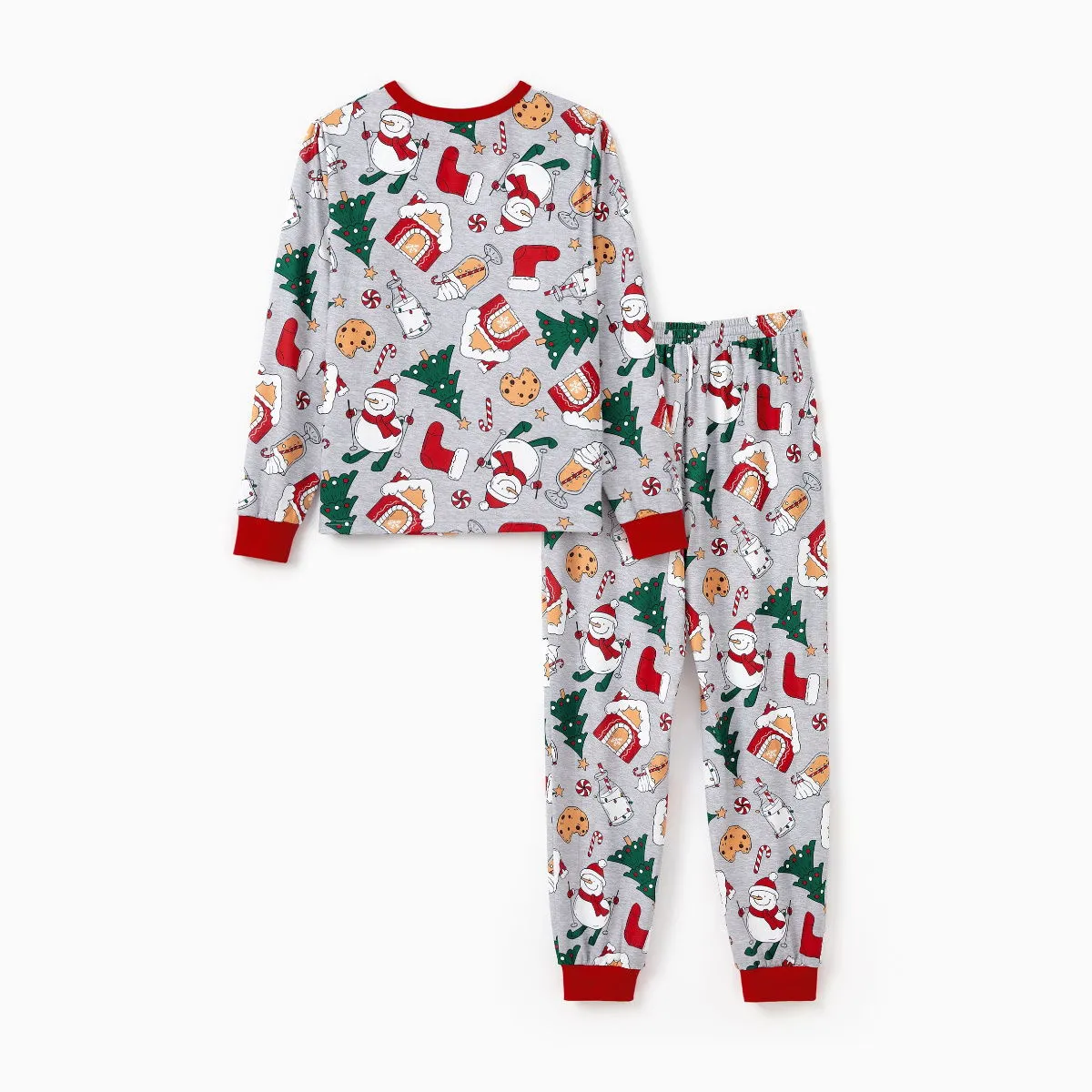 Family Christmas Pajamas Allover Christmas Pattern House Tree Cookie Stockings Snowman