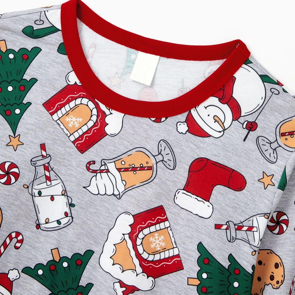 Family Christmas Pajamas Allover Christmas Pattern House Tree Cookie Stockings Snowman