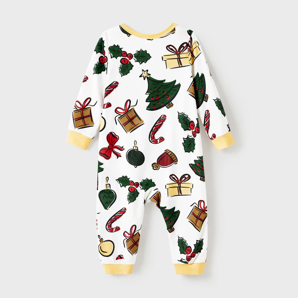 Family Christmas Pajamas Allover Xmas Pattern Gifts Bell Hat Bowknot Christmas Tree Candy Canes