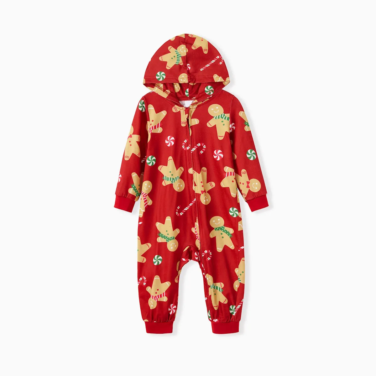 Family Matching Christmas Pajama Onesie Cookies for Santa Gingerbread Candy Canes Hooded Sleepwear