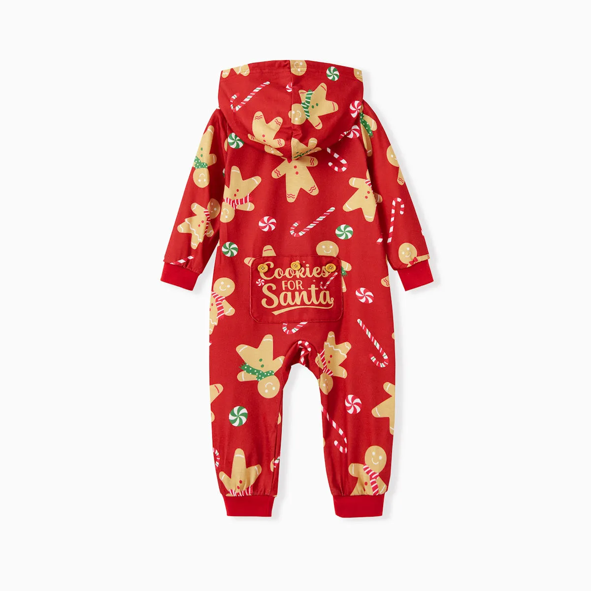 Family Matching Christmas Pajama Onesie Cookies for Santa Gingerbread Candy Canes Hooded Sleepwear