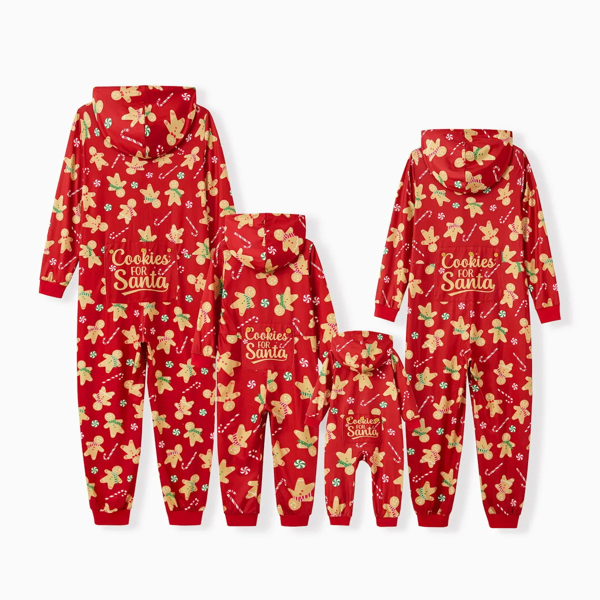 Family Matching Christmas Pajama Onesie Cookies for Santa Gingerbread Candy Canes Hooded Sleepwear