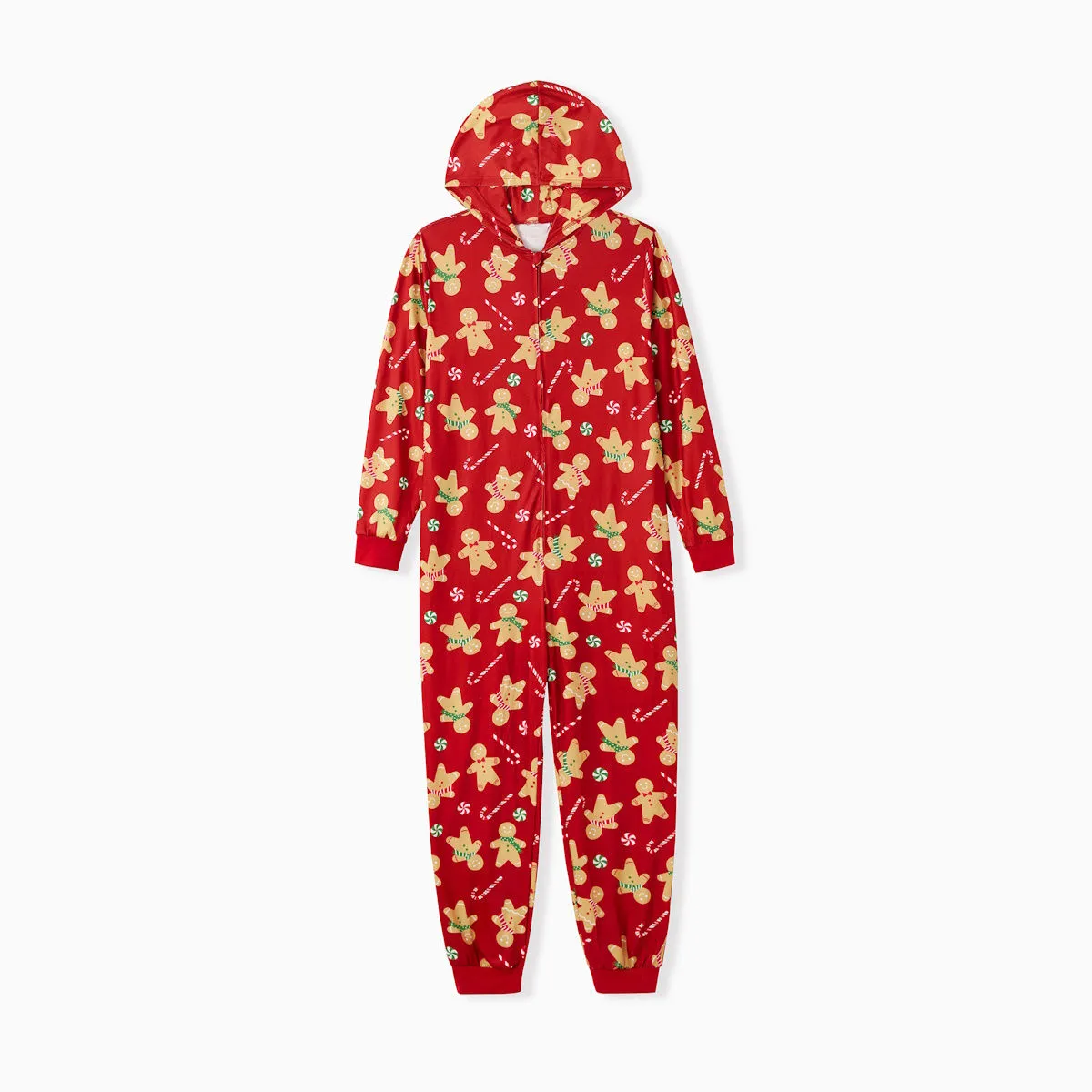 Family Matching Christmas Pajama Onesie Cookies for Santa Gingerbread Candy Canes Hooded Sleepwear