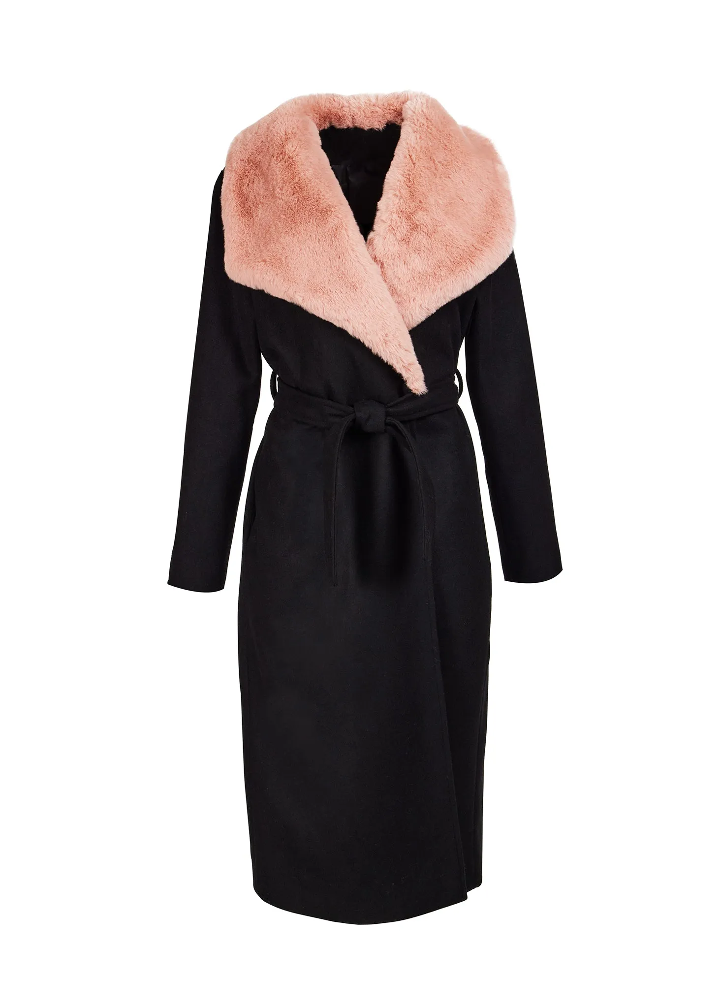 Faux Fur Collar Wrap Coat