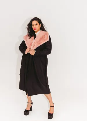 Faux Fur Collar Wrap Coat