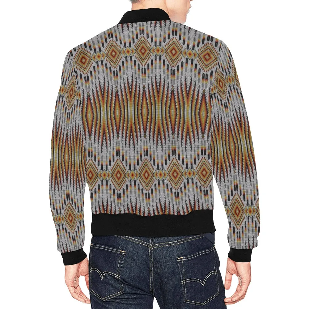 Fire Feather White All Over Print Bomber Jacket for Men