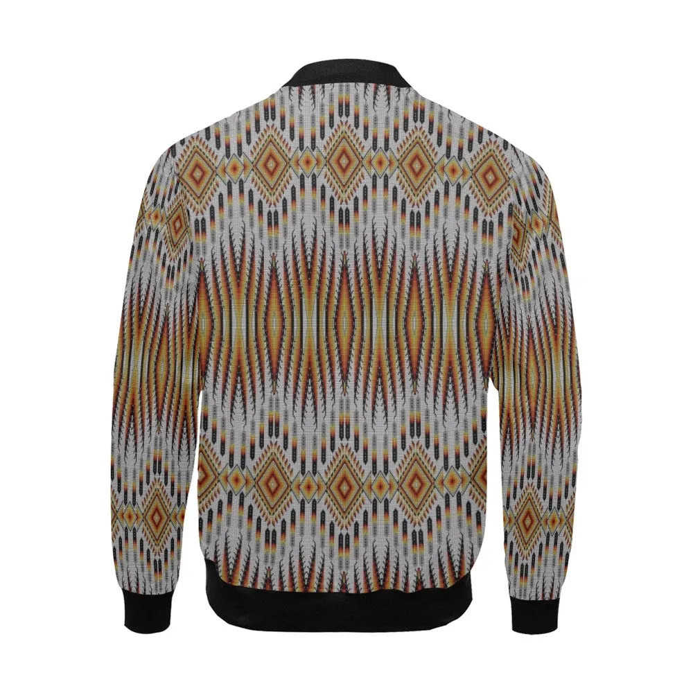 Fire Feather White All Over Print Bomber Jacket for Men